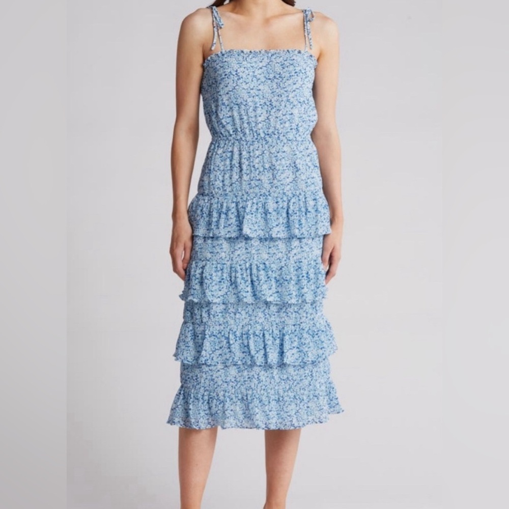 LUCY PARIS Tiered Ruffle Midi Dress